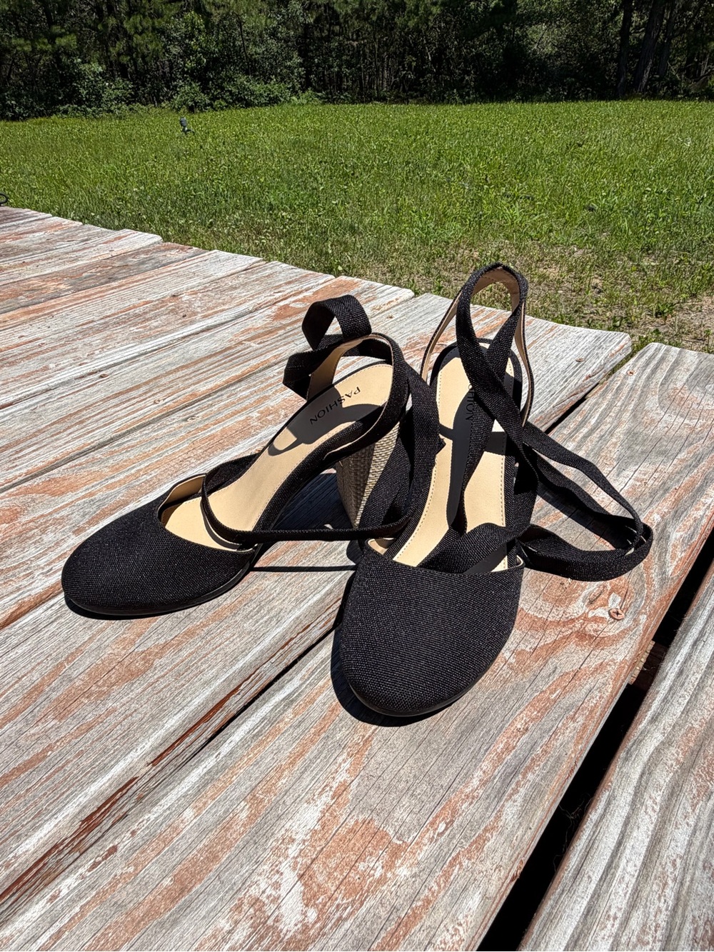 Pashion Footwear Black Canvas Convertible Block Heels